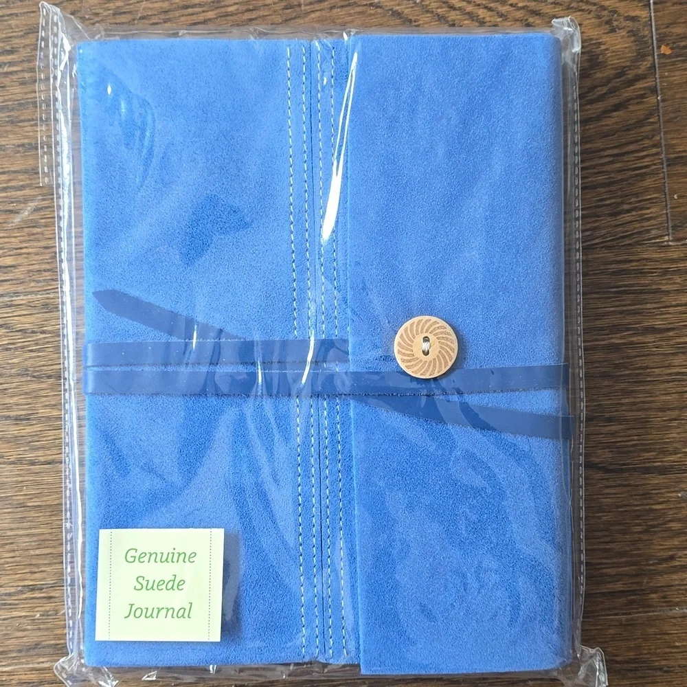 HANDSTITCHED BLUE SUEDE JOURNAL, SIZE 8